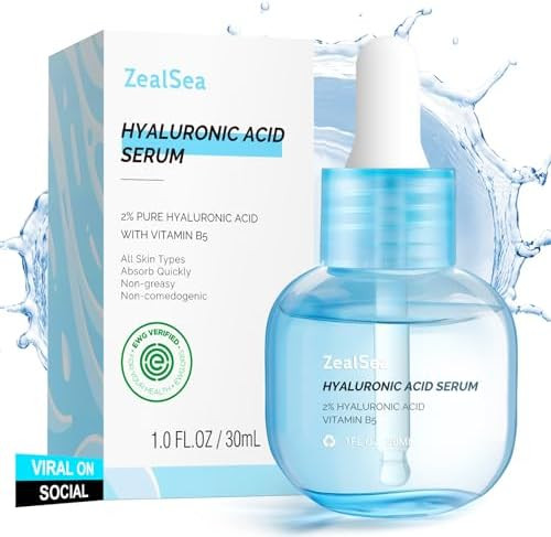 ZealSea Hyaluronic Acid Serum for Face, Hydrating Microneedling Serum, EWG Certified for Sensitiv... | Amazon (US)