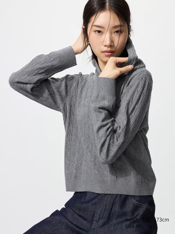 Washable Knit Cable HoodieBestsellerColour: 06 GREYSize: Women SXXSXSSMLXLXXLSizingGet help with
... | UNIQLO (UK)