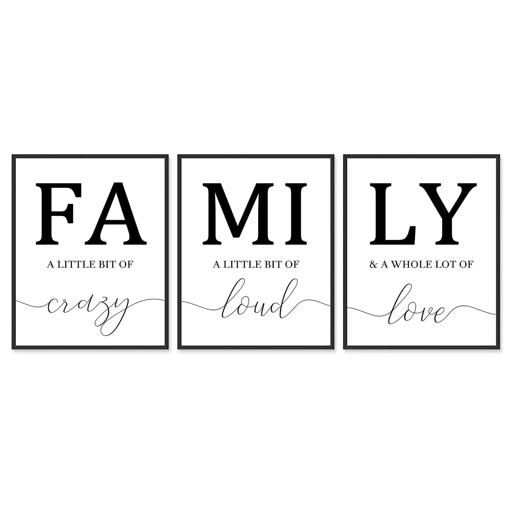 Family Poster Black and White Wall Art for Living Room, 11x14 Canvas Prints Unframed Set of 3, Ki... | Walmart (US)