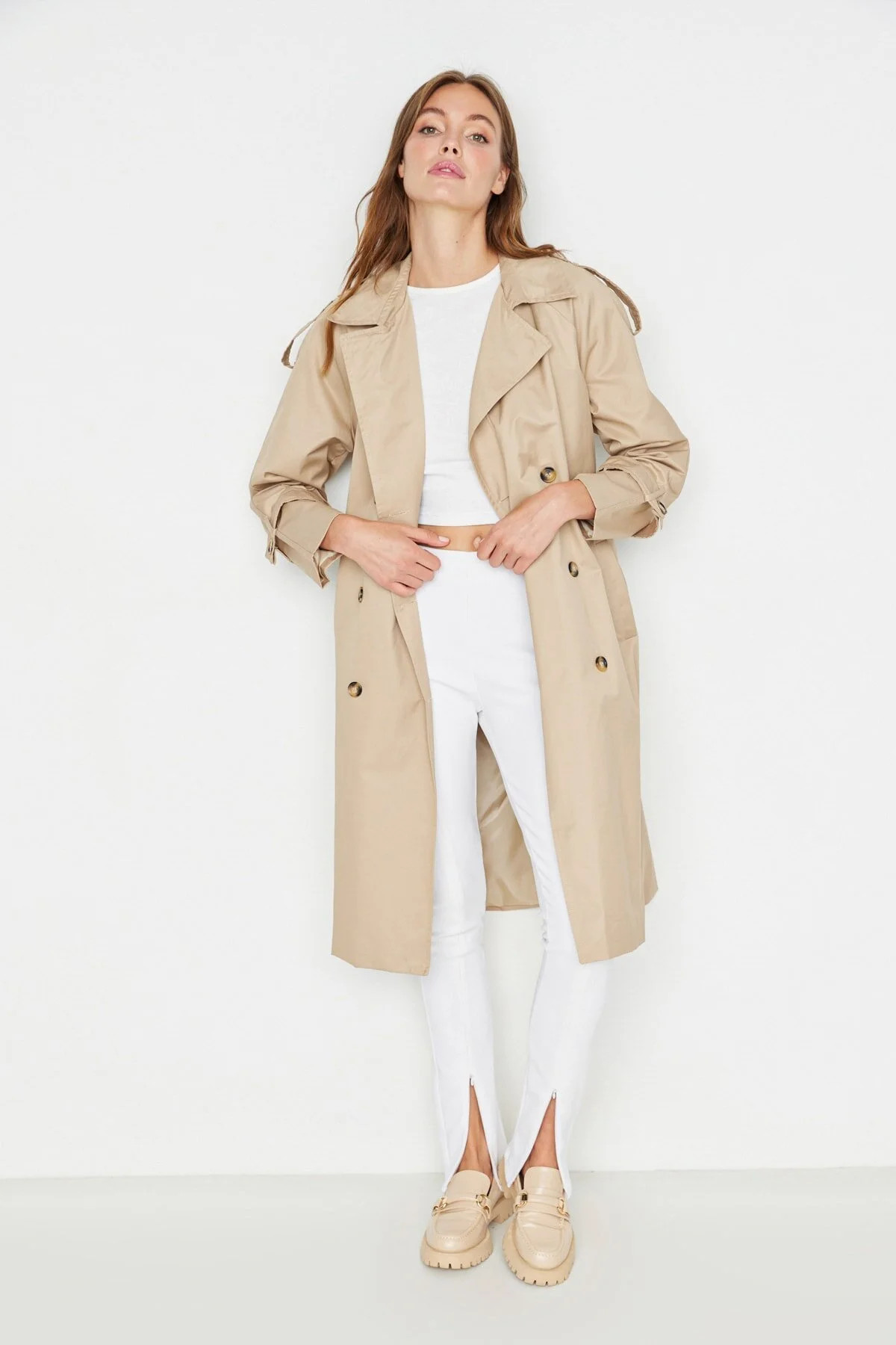 Trenchcoat - Beige - Zweireihig | Trendyol DE