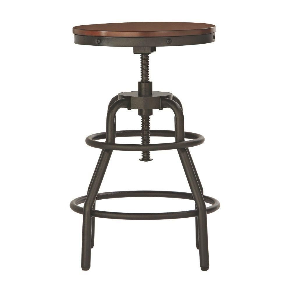 Home Decorators Collection Industrial Mansard Adjustable Height Black Bar Stool 0559400210 - The ... | The Home Depot