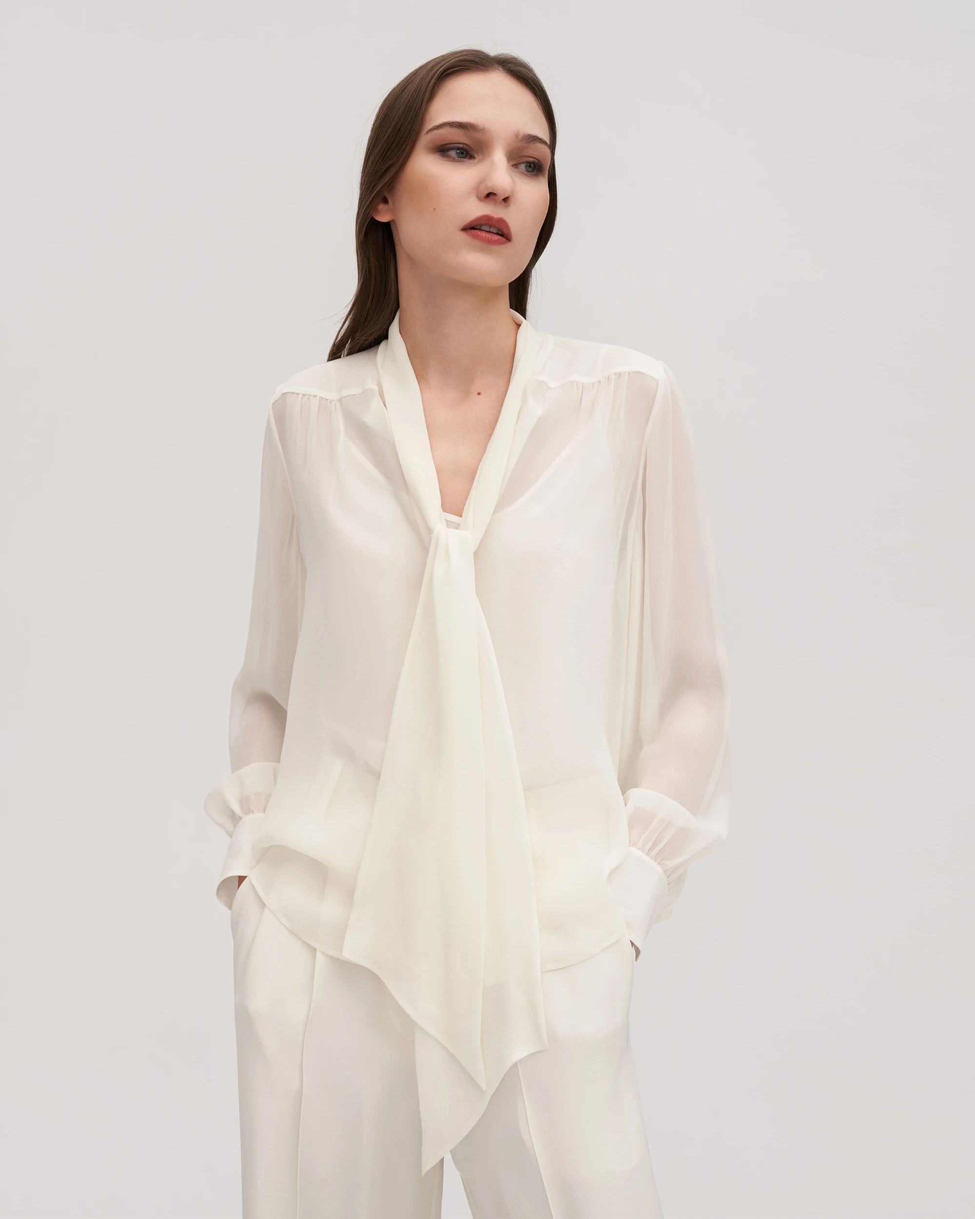 Bow Tie Silk Jasmine Blouse | LilySilk