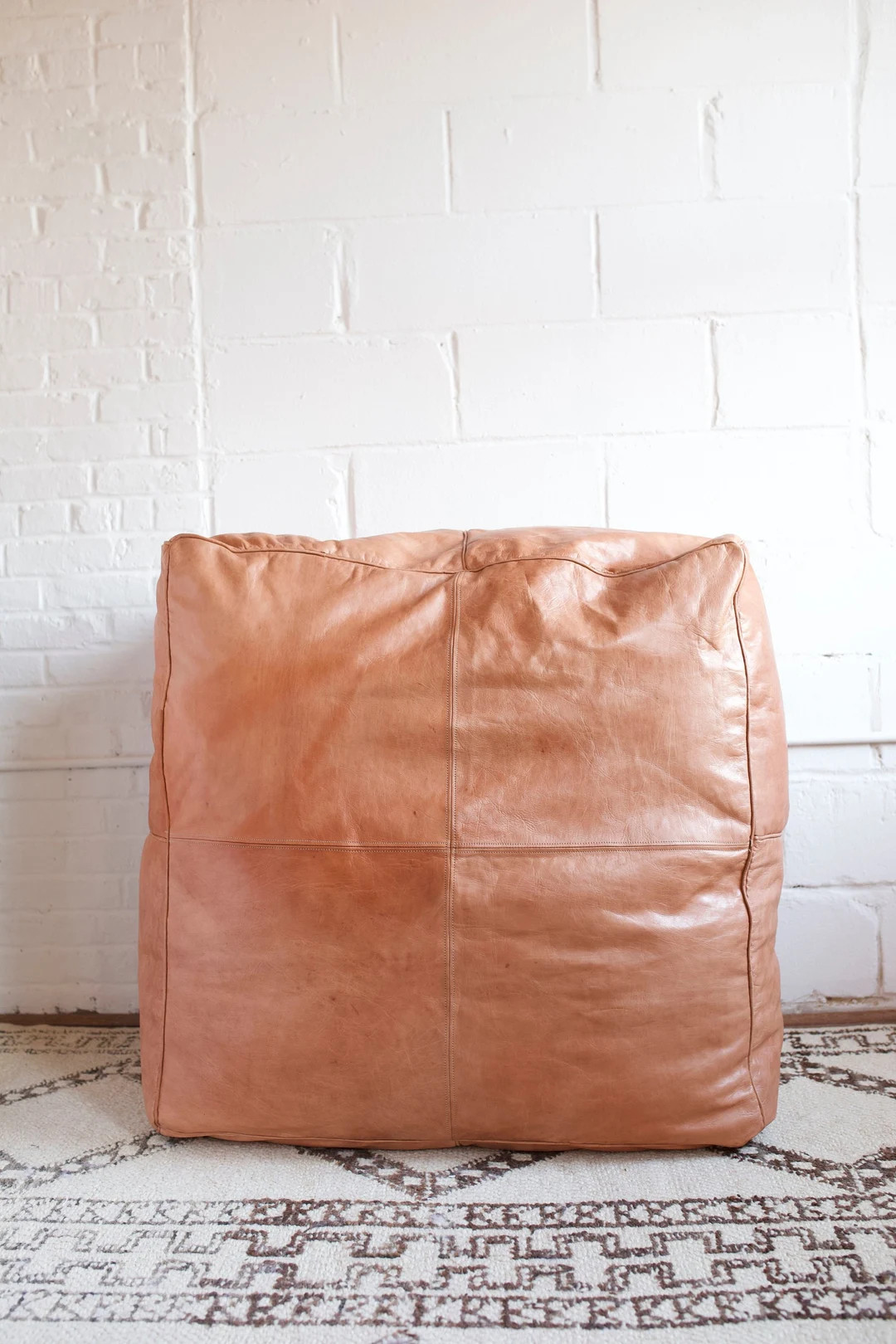 Large Moroccan Leather Coffee Table, Moroccan Leather Pouf, Leather Ottoman, Floor Cushion, Leath... | Etsy (US)