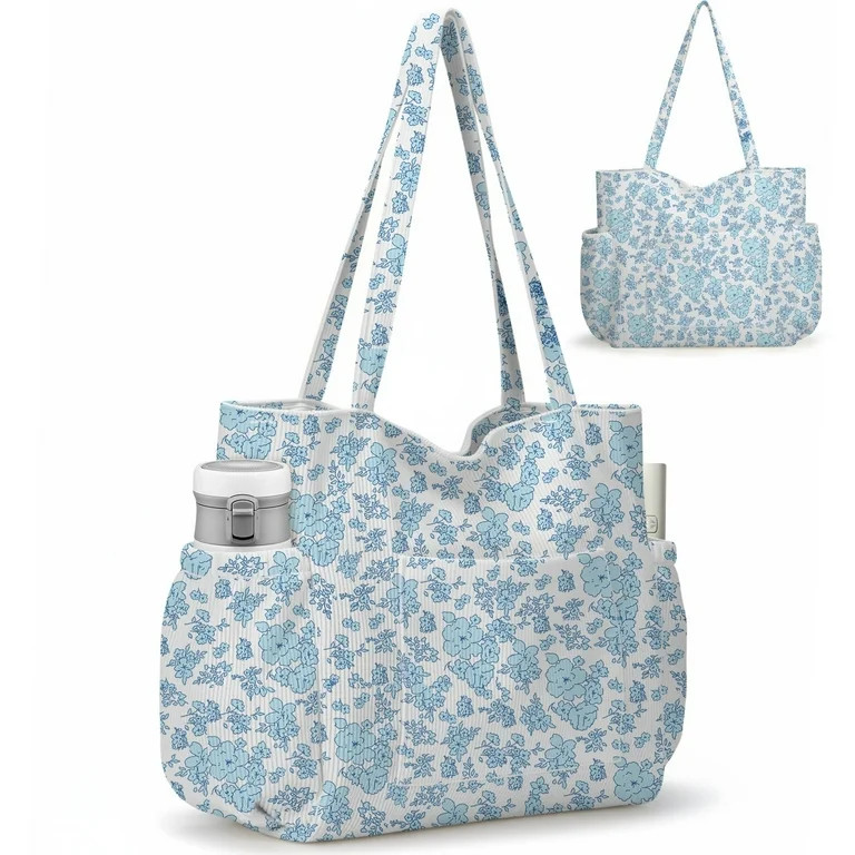 Gocvo Multiple Pockets Corduroy Bag, Large Tote Bag for Women, Ladies Bag Casual Hobo Handbags(Bl... | Walmart (US)