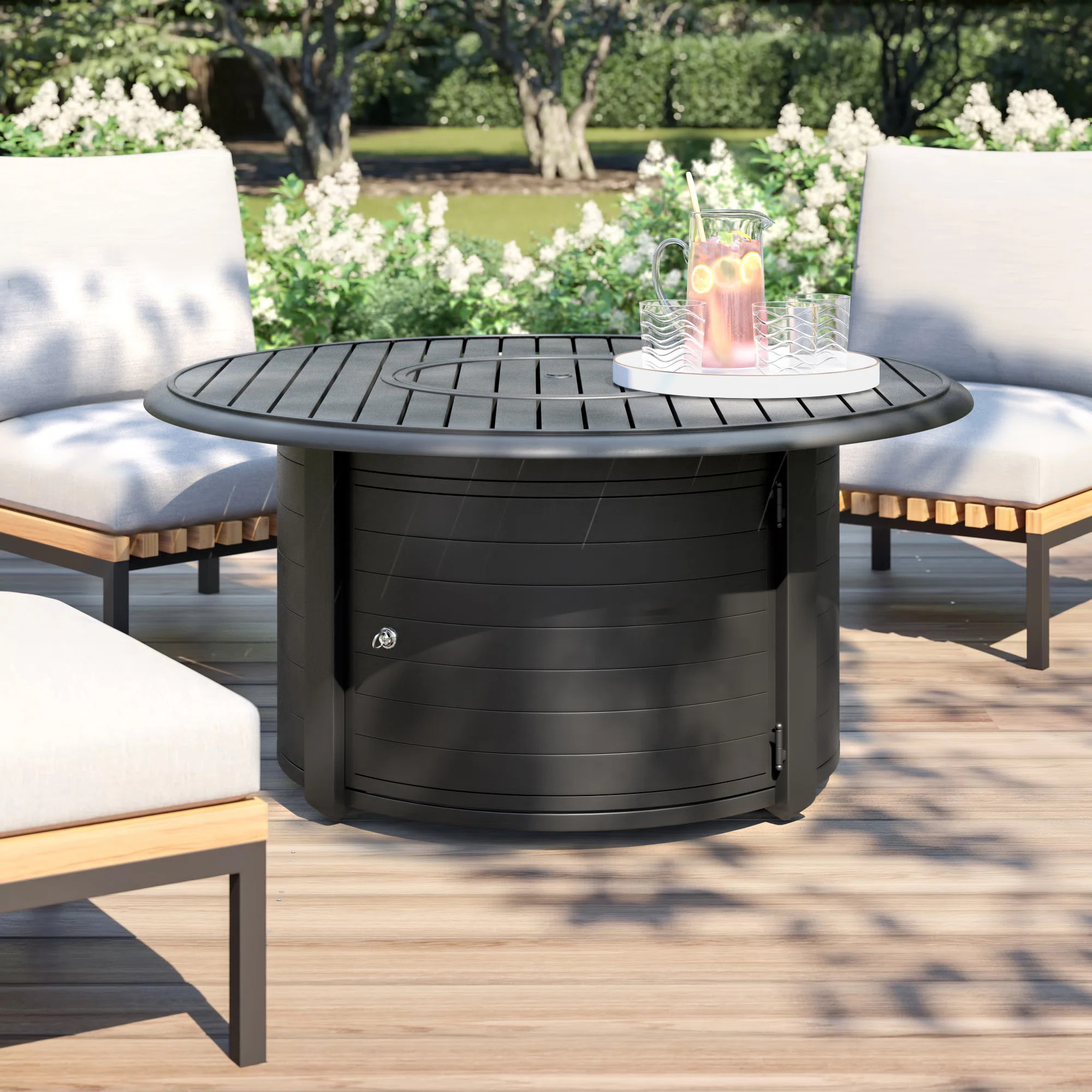 Speedway Round Aluminum Propane Smokeless Fire Pit Table with Hidden Fuel Tank | Wayfair North America
