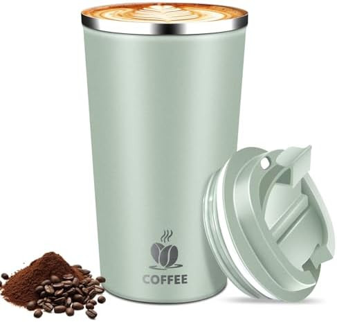 17oz Insulated Travel Coffee Mug with Flip Lid – Leakproof Stainless Steel Insulated Coffee Tum... | Amazon (US)