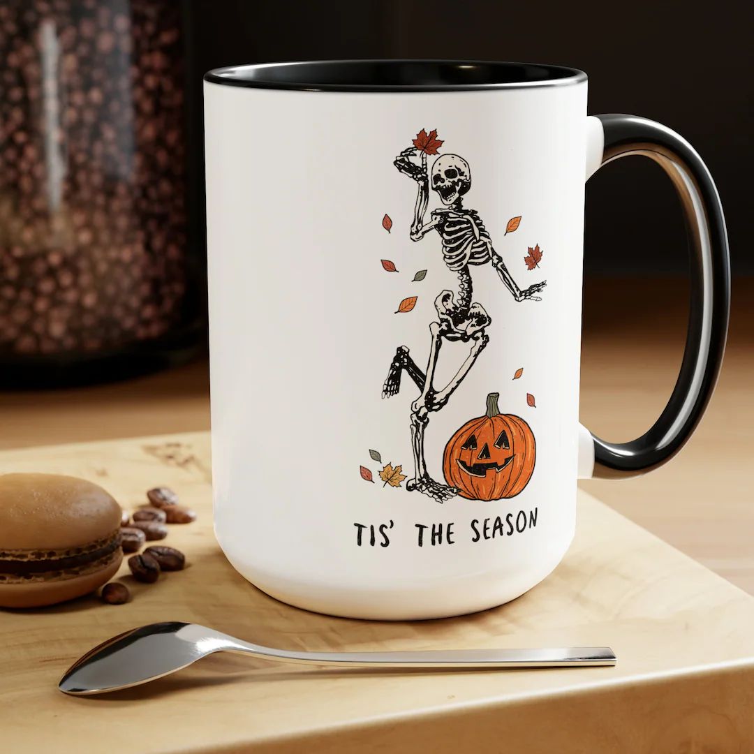 Halloween Coffee Mug, Pumpkin Mug, Gift for Halloween, Dancing Skeleton Mug, Skeleton Coffee Mug,... | Etsy (US)