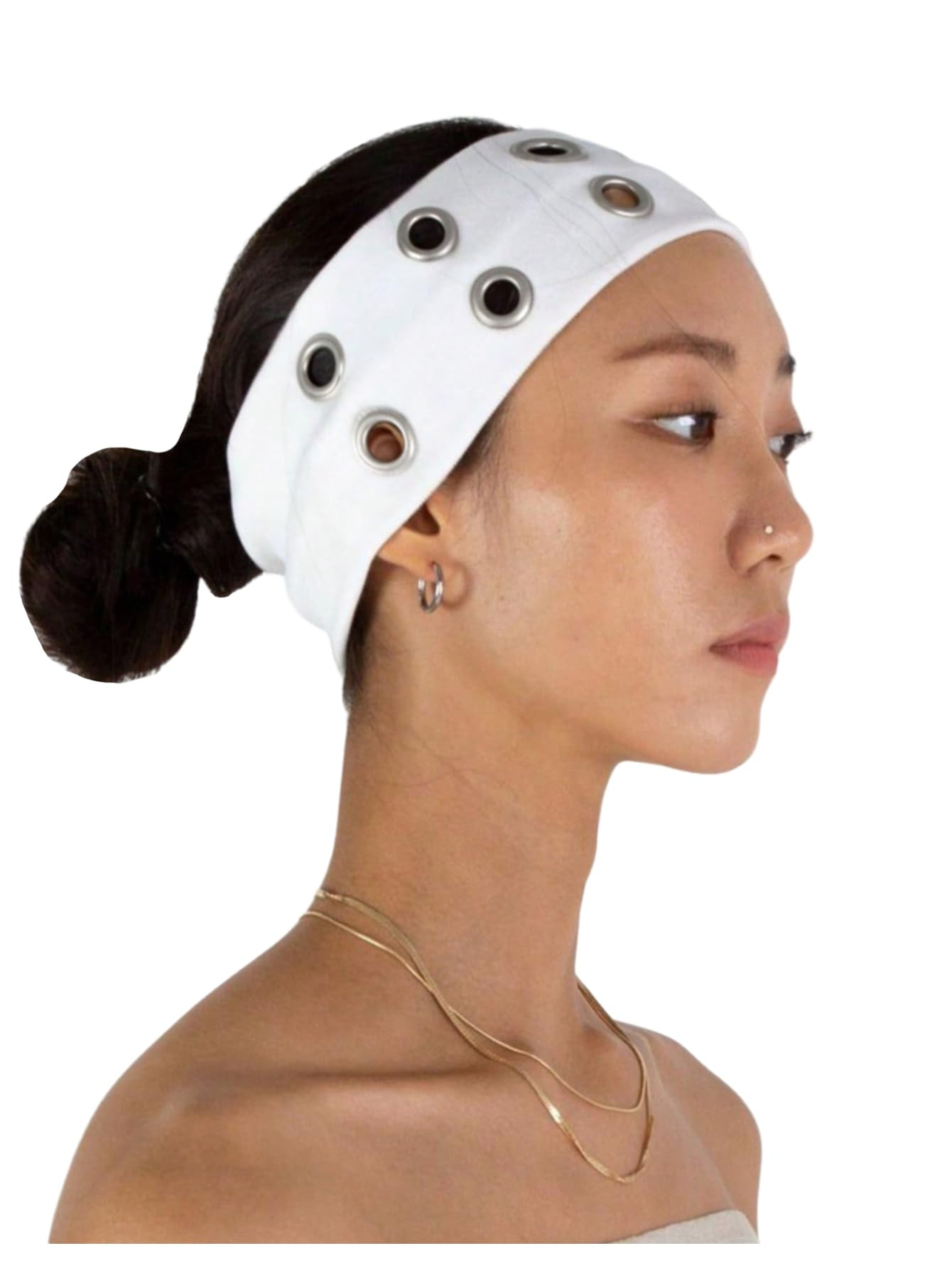 WDIRARA Women's Hollow Out Eyelets Elastic Headband Grunge Punk Wide Hairbands Grommet Hair Acces... | Amazon (US)