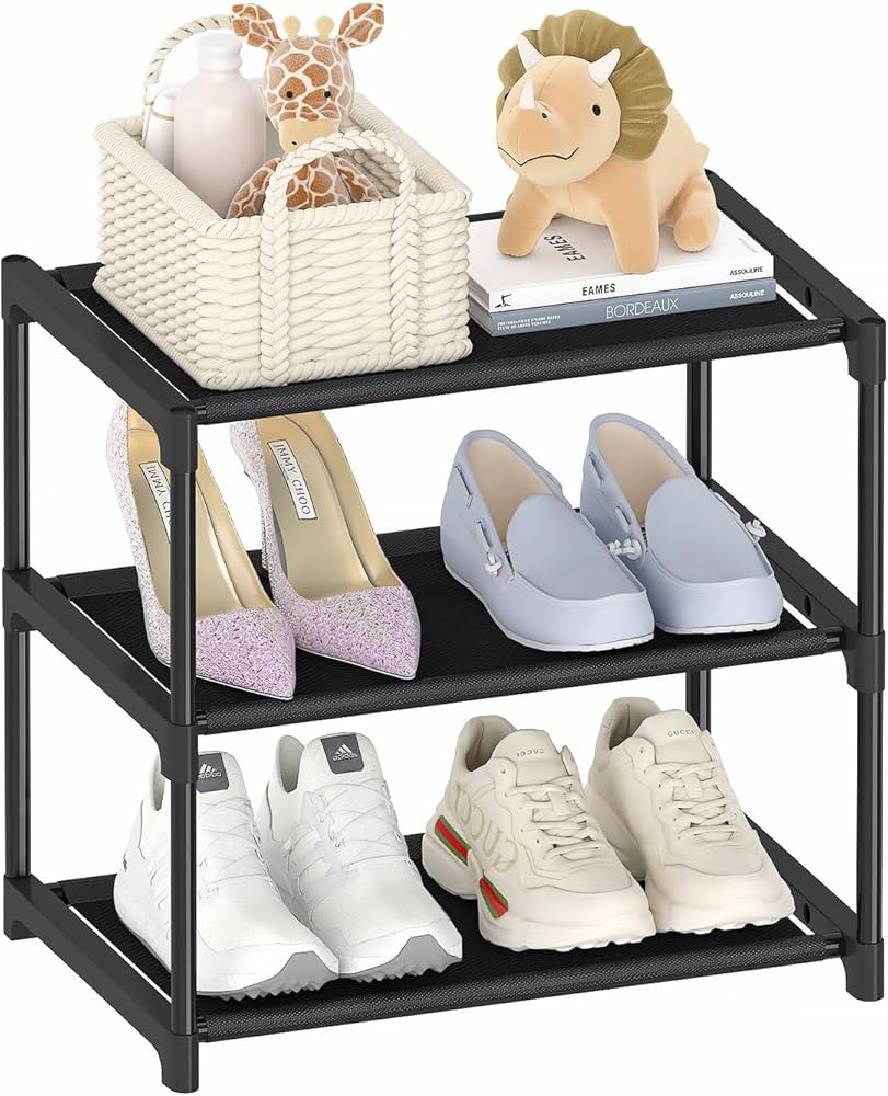 3 Tier Small Shoe Rack, Narrow Stackable Kids Toddler Adult Shoe Storage Organizer Shelf for Clos... | Amazon (US)