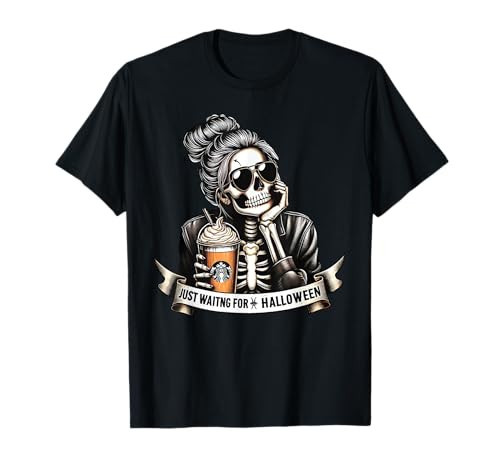 Just Waiting For Halloween Spooky Season Skeleton Coffee T-Shirt | Amazon (US)