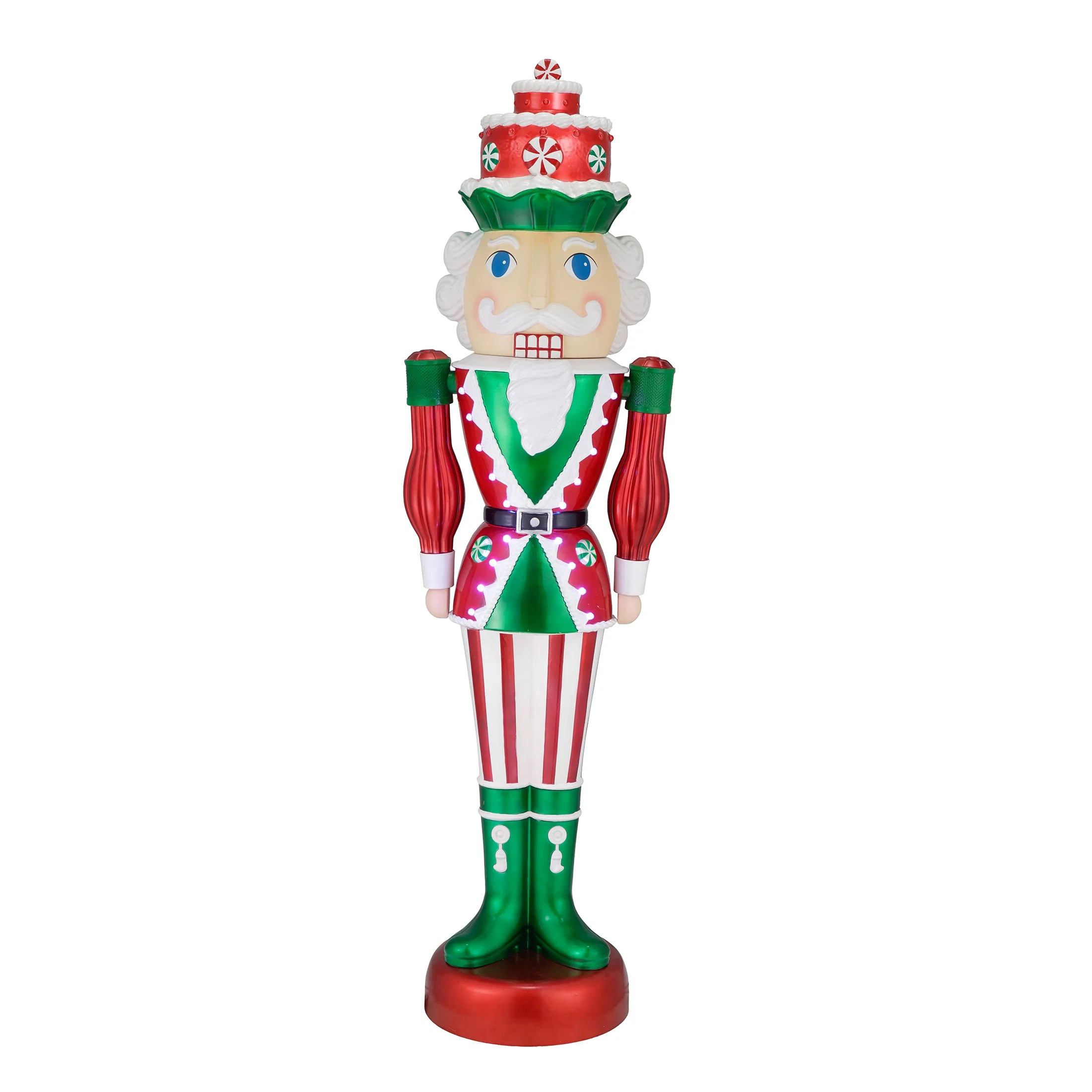 Peppermint Nutcracker with Music and LED Illumination, 72 in, 6 ft, by Holiday Time | Walmart (US)