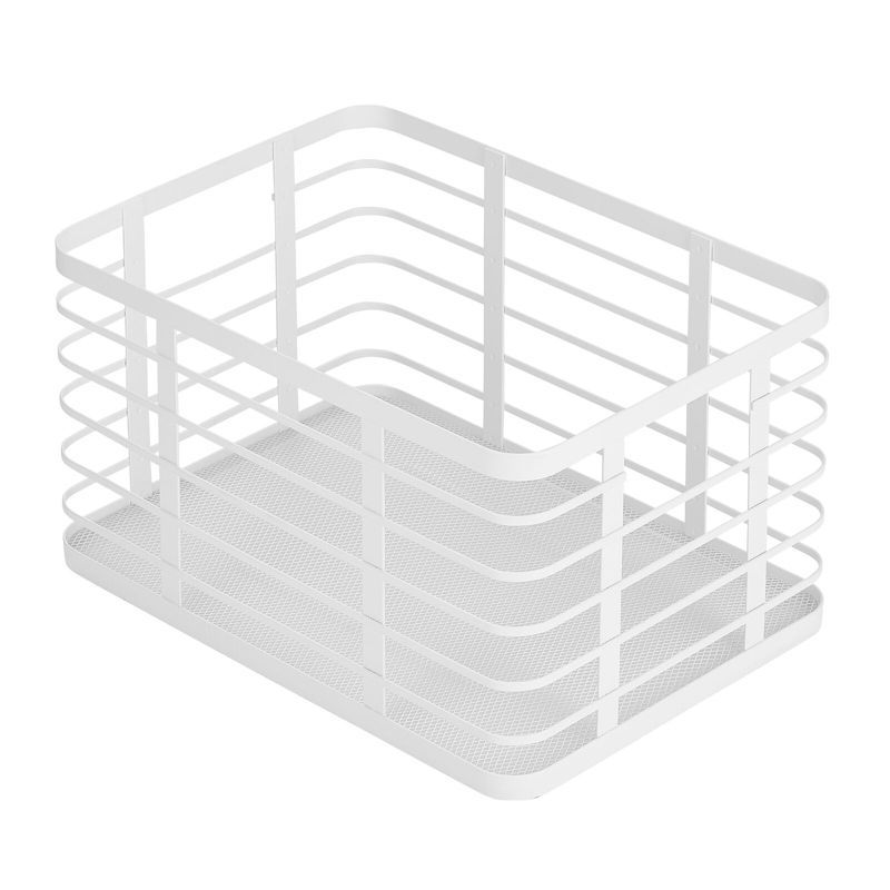 mDesign Metal Steel Wire Closet Storage Basket Bin w/ Handles - Matte White | Target