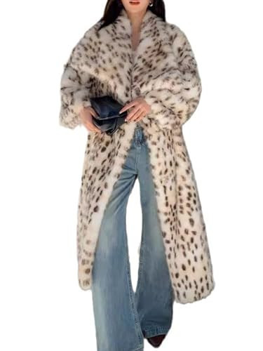 AIWUFLY Womens Faux Fur Long Coat Winter Fluffy Fur Jackets Leopard Small | Amazon (US)