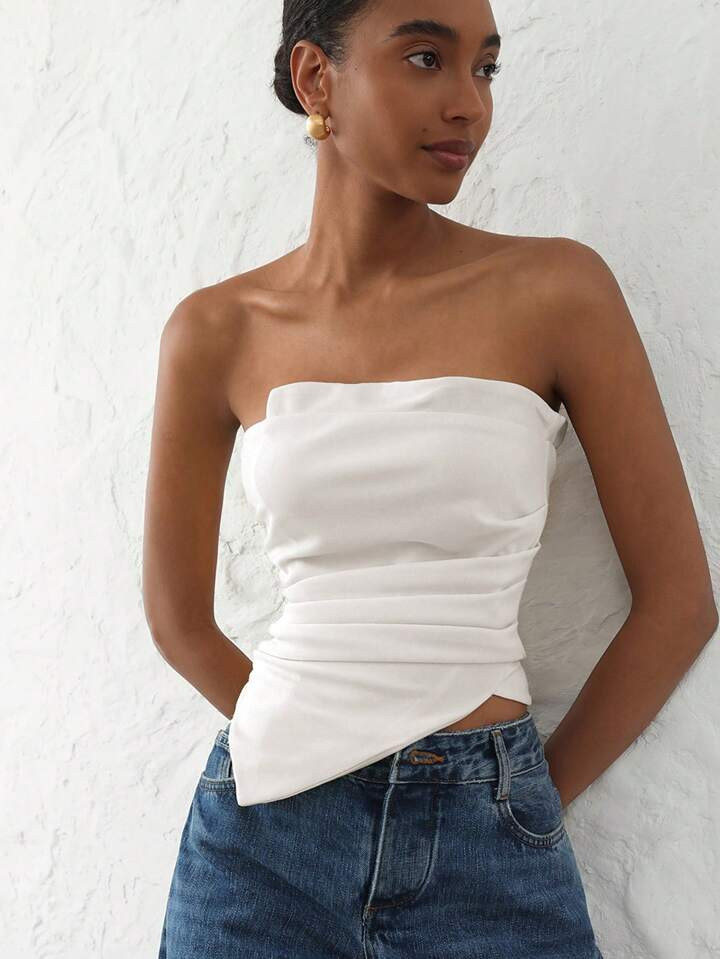 Aveloria Modichic Women's Elegant Asymmetric Hem Ruched Bust Waist Cinched Camisole Top | SHEIN