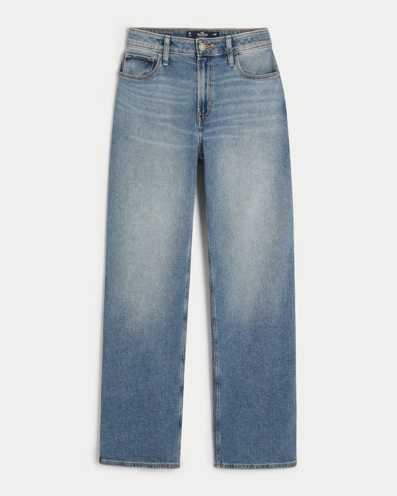 Ultra High-Rise Light Wash Dad Jeans | Hollister (US)