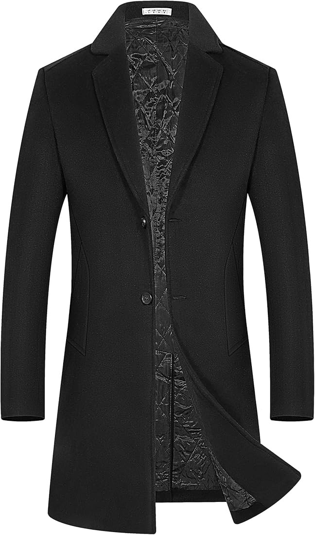BOJIN Mens Trench Coat Wool Blend Top Pea Coat Winter Long Single Breasted Classic Stylish Busine... | Amazon (US)