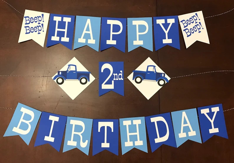 A Little Blue Truck Birthday Banner | Etsy (US)