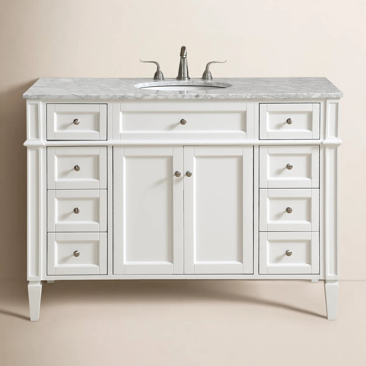 Rivers 48'' Single Bathroom Vanity with Carrara Marble Top | Wayfair North America