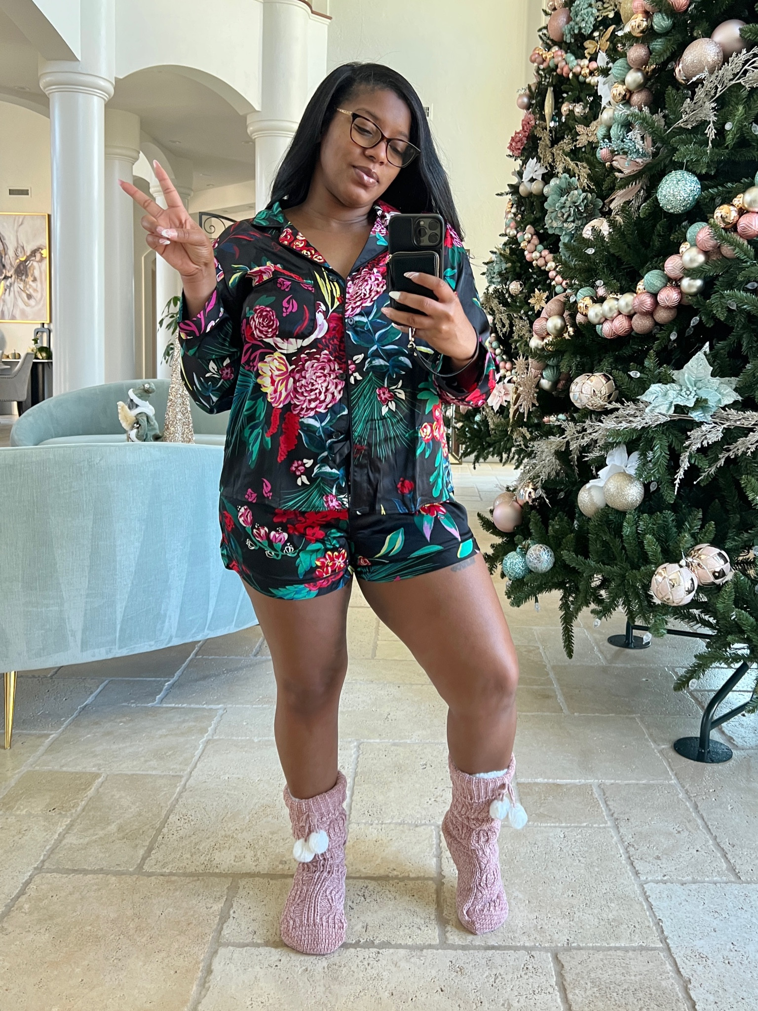 Cozy pajamas + sock booties 

#LTKunder50 #LTKSeasonal