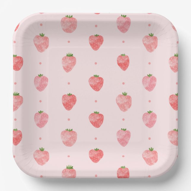 Watercolor Strawberry Paper Plates | Zazzle