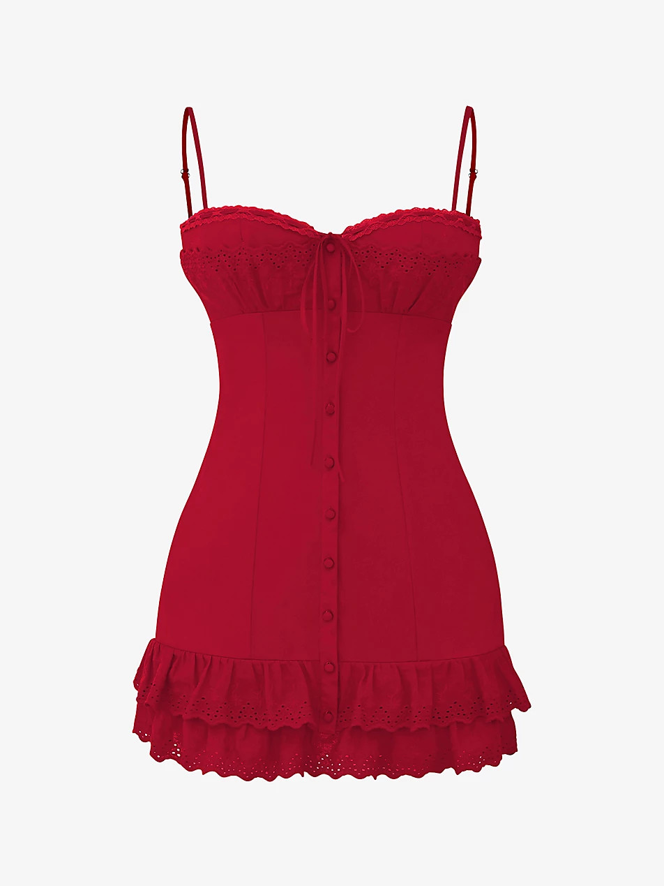Luci broderie anglaise-embroidered stretch cotton-blend mini dress | Selfridges