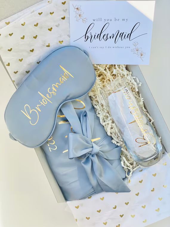 Dusty Blue Bridesmaid Gift Bridesmaid Proposal Gift Box Will - Etsy | Etsy (US)