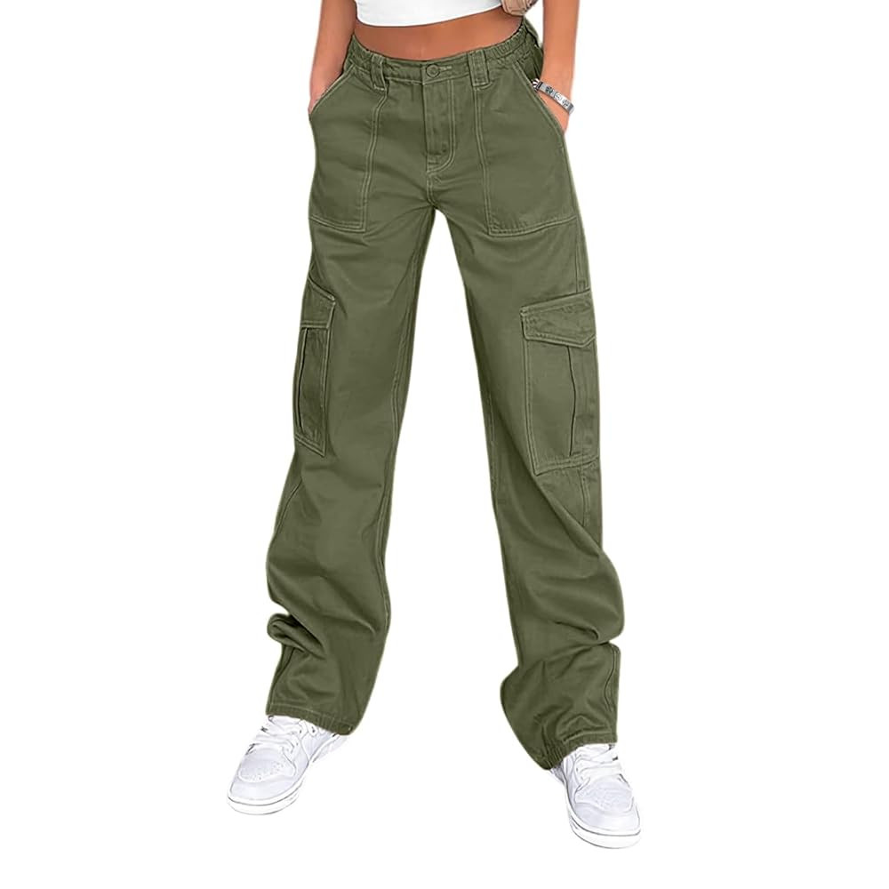 Lepunuo Cargo Pants for Women High Waisted Casual Pants Baggy Stretchy Wide Leg Y2K Streetwear wi... | Amazon (US)
