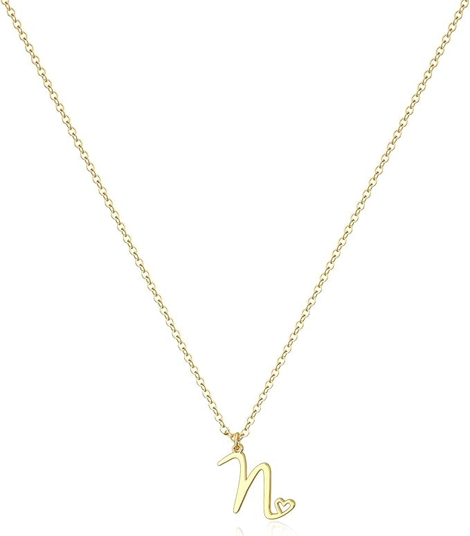 TEWIKY Initial Necklace for Women Girls, 14k Gold Filled Necklaces Dainty Gold Letter Pendant Nec... | Amazon (US)