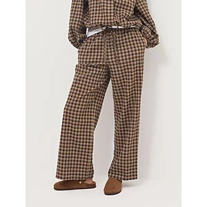 Brown Gingham Textured Wide Leg Trousers | George