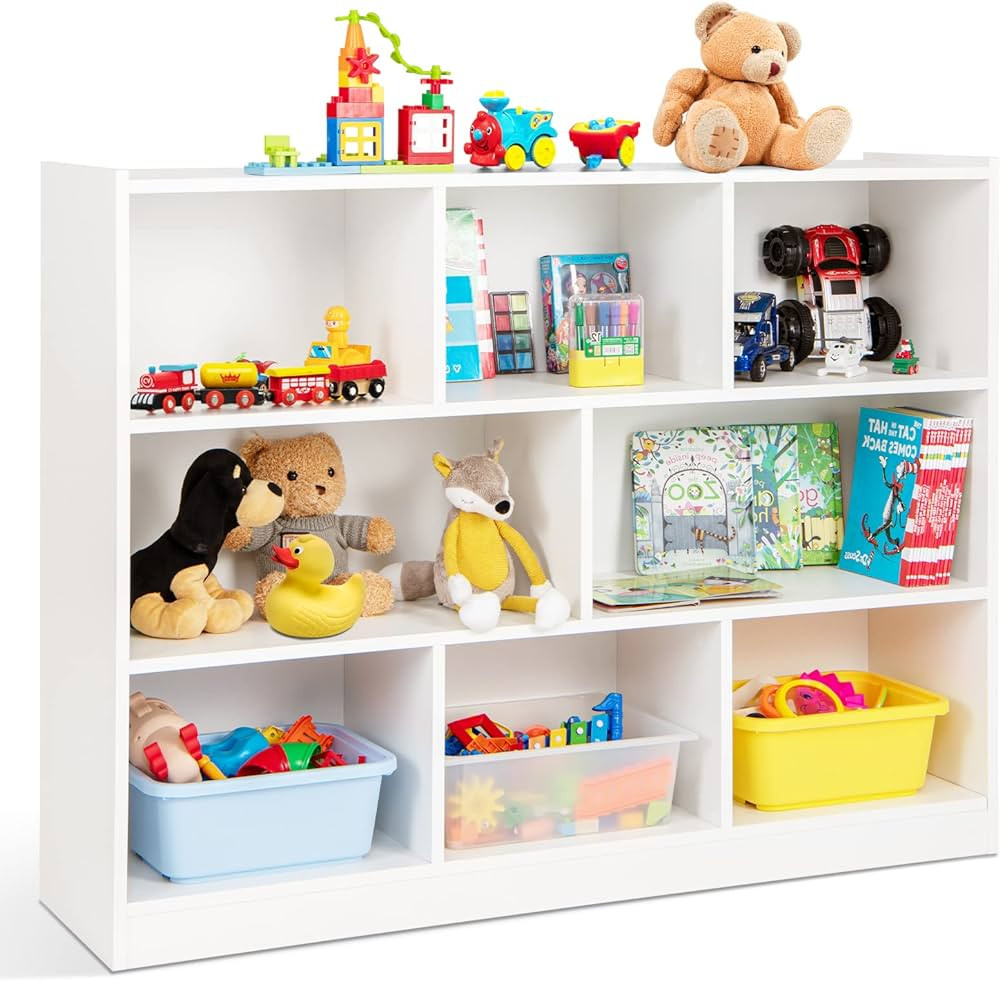 HONEY JOY Kids Storage Organizer, 8-Section Wooden Display Shelf for Classroom, Playroom, Nursery... | Amazon (US)