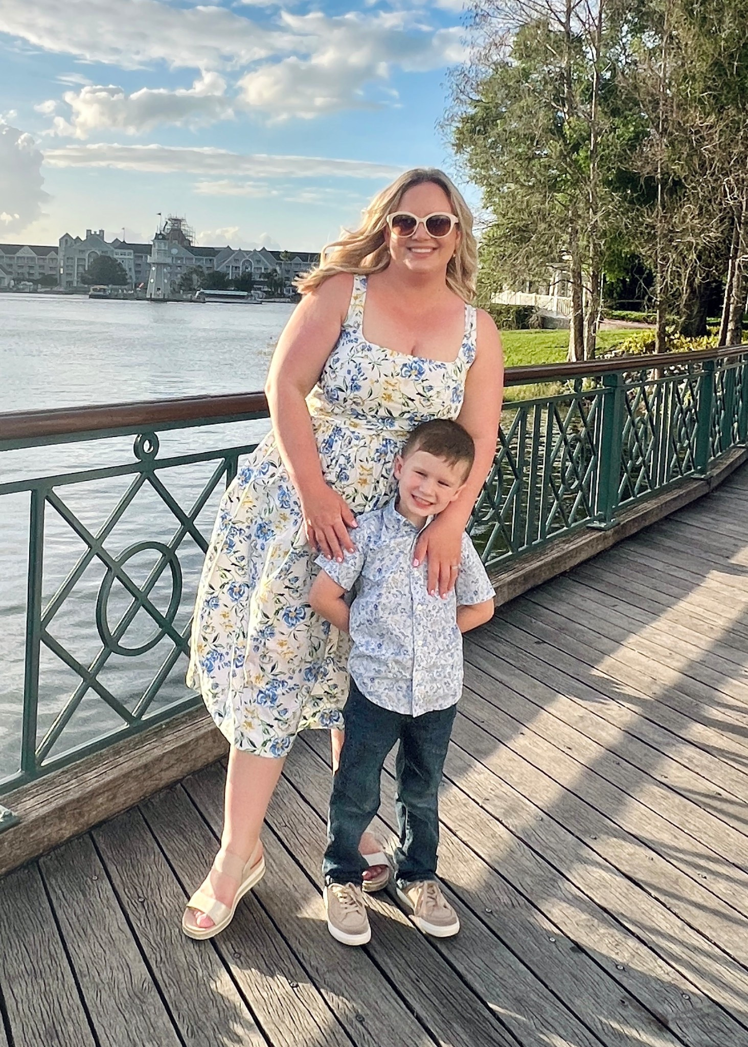A perfect day at Disney Boardwalk resorts. Love this floral midi dress for a busy mom day. Perfect Easter womens dress or for a Mother's Day celebration. Mom and me outfit for boy and mom. 

#LTKootd #LTKmomlife #LTKSeasonal