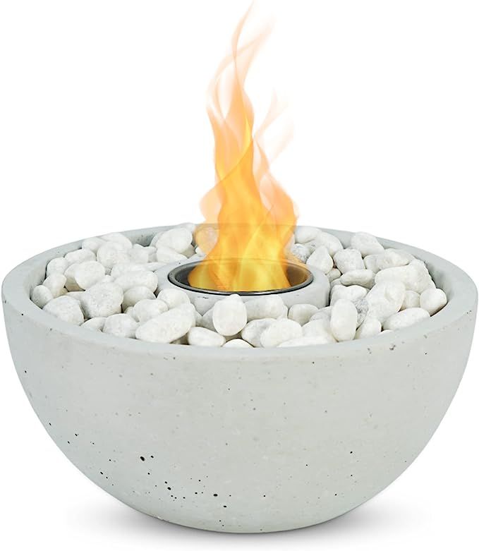 Concrete Tabletop Fire Pit - Smokeless & Odorless Round Ethanol Tabletop Fire Pit - Portable Outd... | Amazon (US)