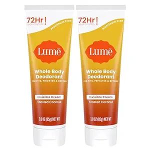 Lume Whole Body Deodorant - Invisible Cream Tube - 72 Hour Odor Control - Aluminum Free, Baking S... | Amazon (US)