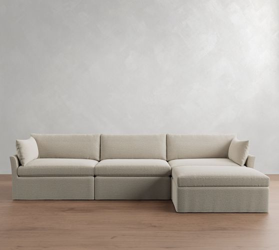 Reya Slipcovered Modular Chaise Sectional (139") | Pottery Barn (US)