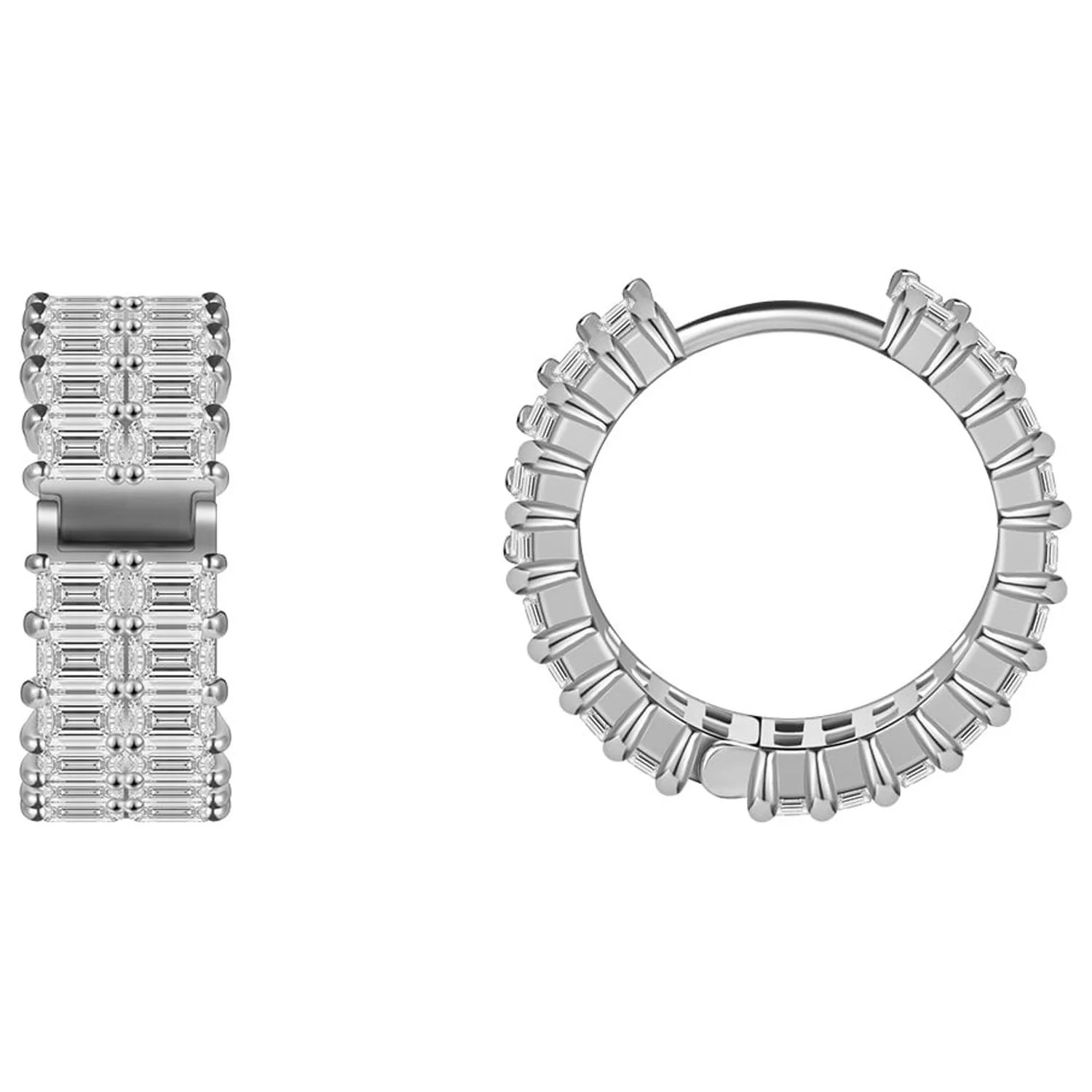UneDouce 18K White Gold Plated Princess Cut Cubic Zirconia Hoop Earrings with Sterling Silver Pos... | Walmart (US)