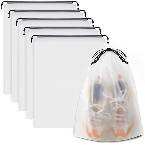 COIDEA, Waterproof Travel Drawstring Shoe Bags for Packing, Storage, Travel Essentials for Men and Women, 15.7 x 11.8 inches, Clear, 5 pieces | Amazon (US)