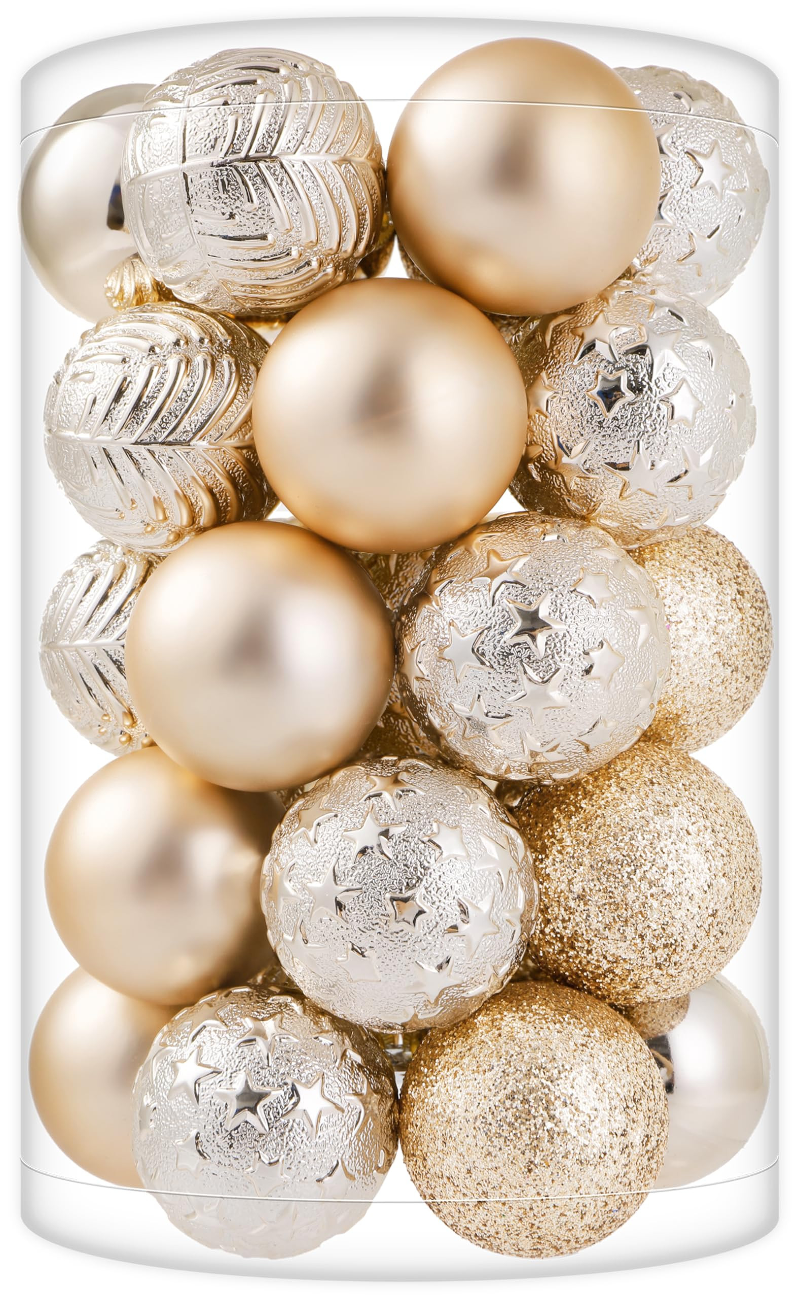 34ct Champagne Mini Christmas Ball Ornaments Shatterproof Plastic Christmas Tree Decorations for ... | Amazon (US)
