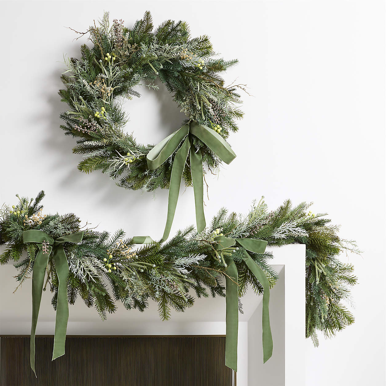 Faux Kew Garden Wreath & Garland Set by Abigail Ahern | Crate & Barrel | Crate & Barrel