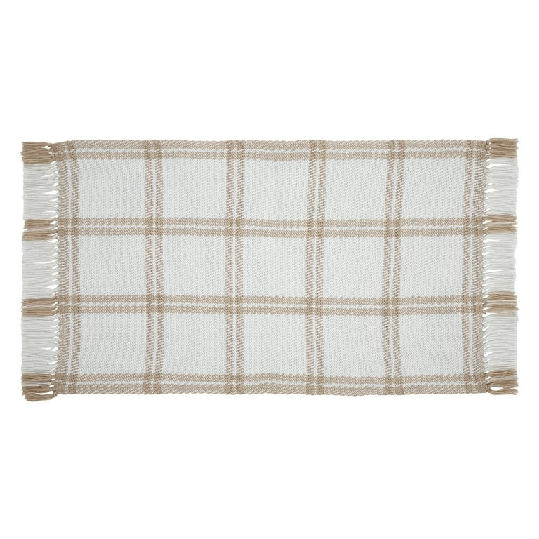 My Texas House Tan Check Fringe Indoor/Outdoor Layering Rug, 24" x 38" | Walmart (US)