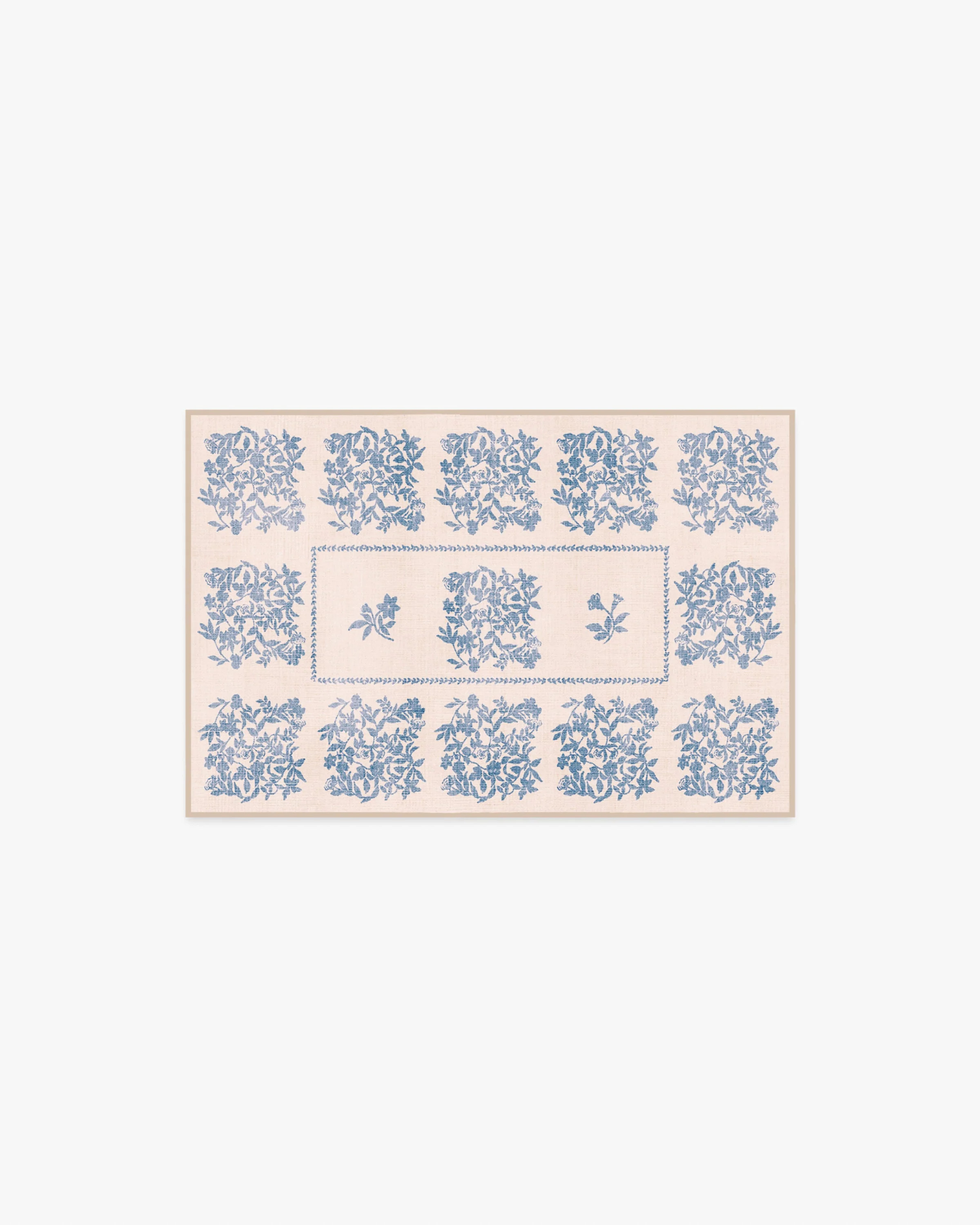 Iona Cream & Blue Flatwoven Rug | Ruggable