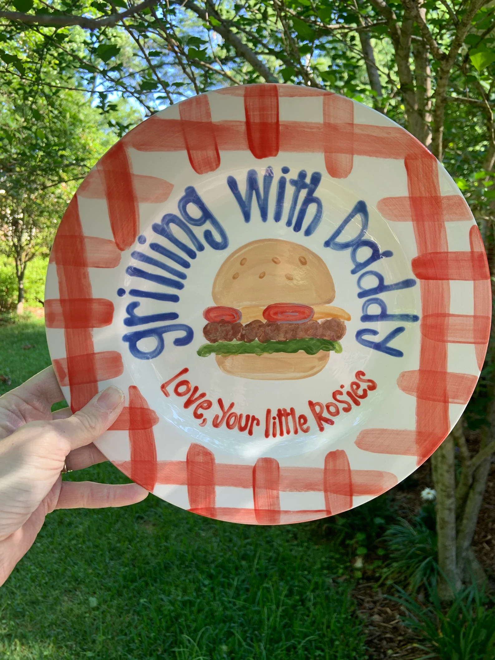 Personalized BBQ Plate for Dad: Hand-painted Cheeseburger Platter Grilling Platter - Etsy | Etsy (Global)