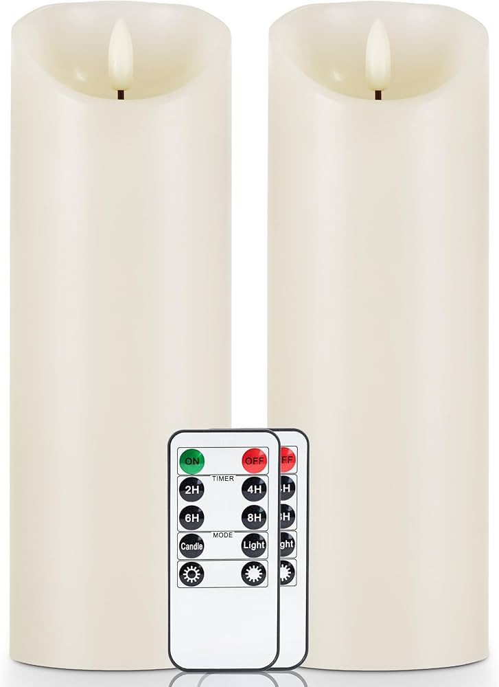 5plots 9" x 3" Flickering Flameless Candles - Battery Operated Wax LED Candles - Amber Yellow Lig... | Amazon (US)