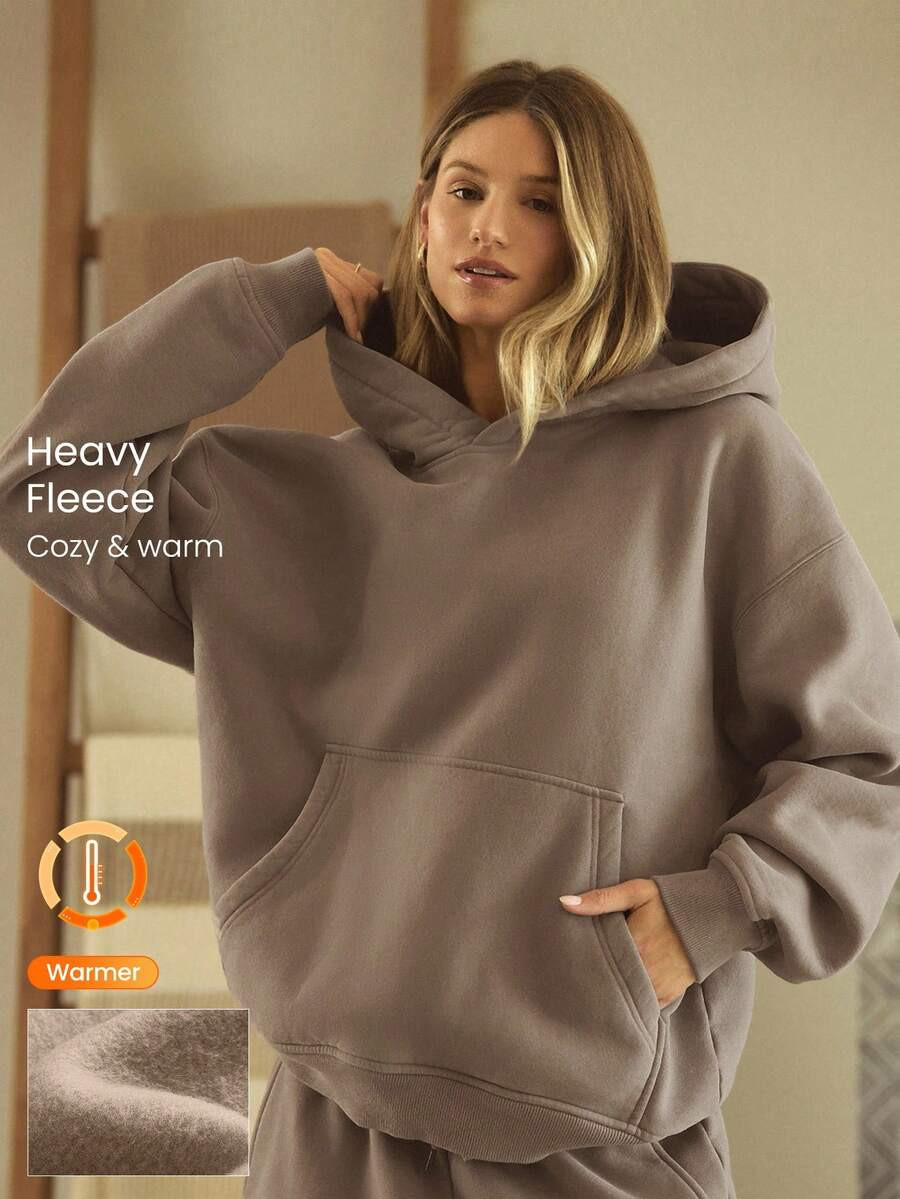 GLOWMODE Heavyweight Fleece Oversized Hoodie Sweatshirt Pocket Thick Thermal Warm Winter | SHEIN