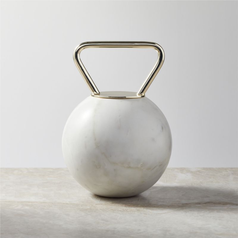 White Marble 12-Lb Kettlebell | CB2 | CB2