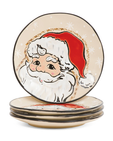 Handmade Set Of 4 8in Sammy Vintage Santa Salad Plates | TJ Maxx