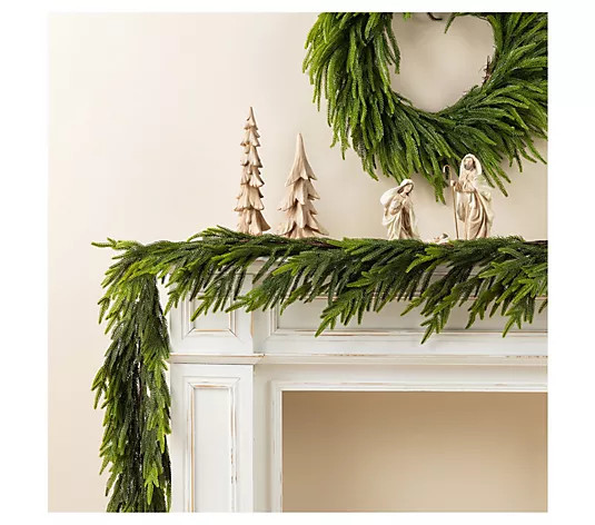 Glitzhome 6' Christmas Green Pine PE Garland Set of 2 - QVC.com | QVC
