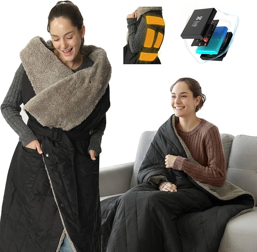 ZonLi Electric Wearable Heated Blanket, 2-in-1 Design Portable Cordless Heated Blankets Battery O... | Amazon (US)
