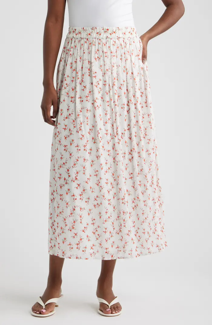 Dax Floral Cotton Midi Skirt | Nordstrom