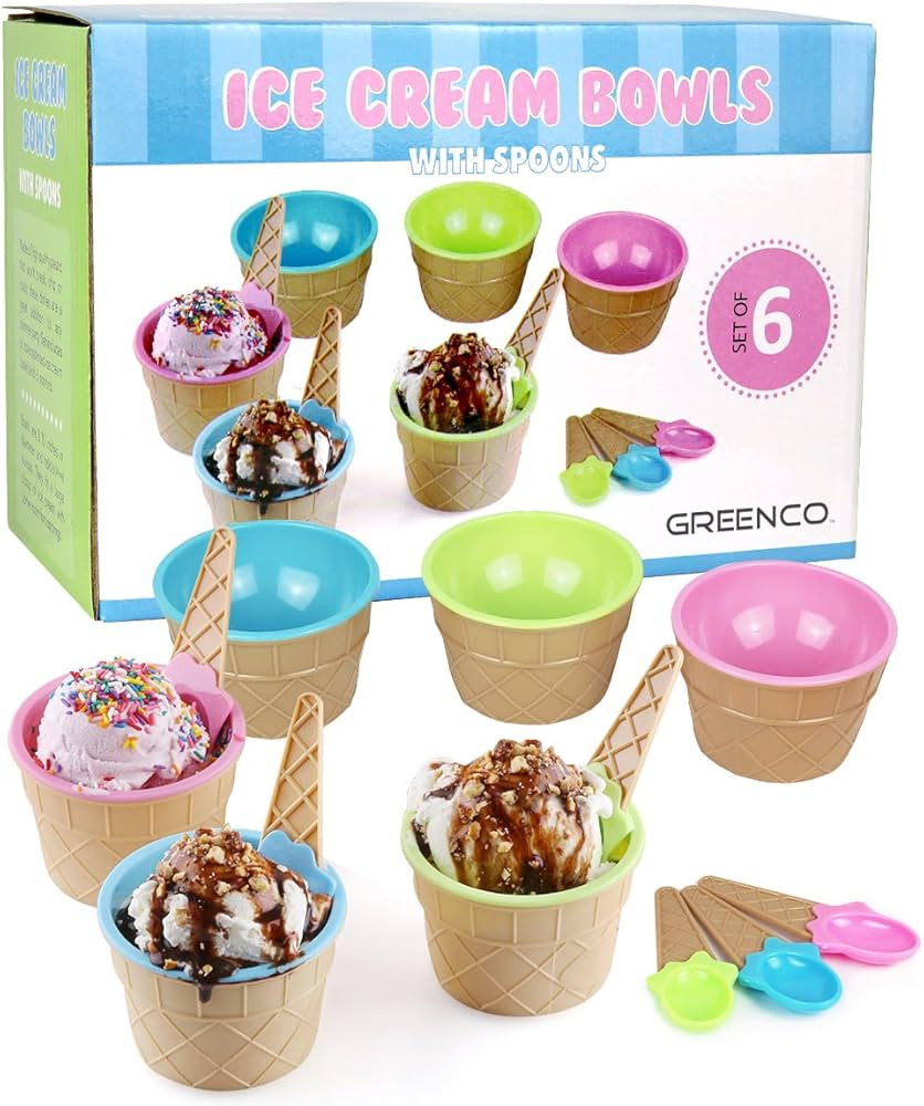 Greenco GRC0124B Vibrant Colors Ice Cream Bowls and Spoons, Assorted, Set of 6 | Amazon (CA)