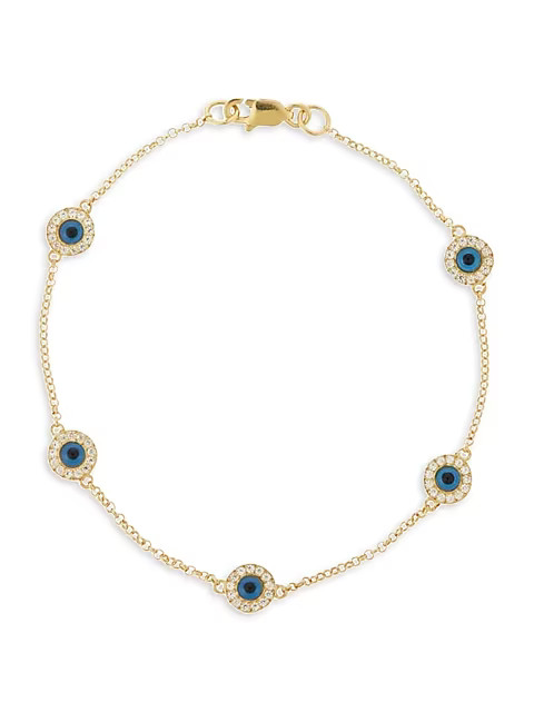 Be Happy 18K Goldplated & Pavé Evil Eye Protection Bracelet | Saks Fifth Avenue